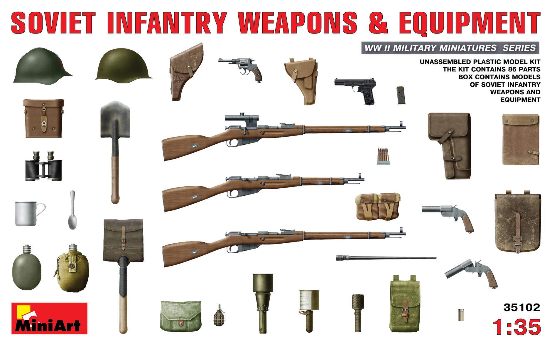 Miniart 1:35 scale model kit Soviet Weapons and Equipment Infantry MIN35304 