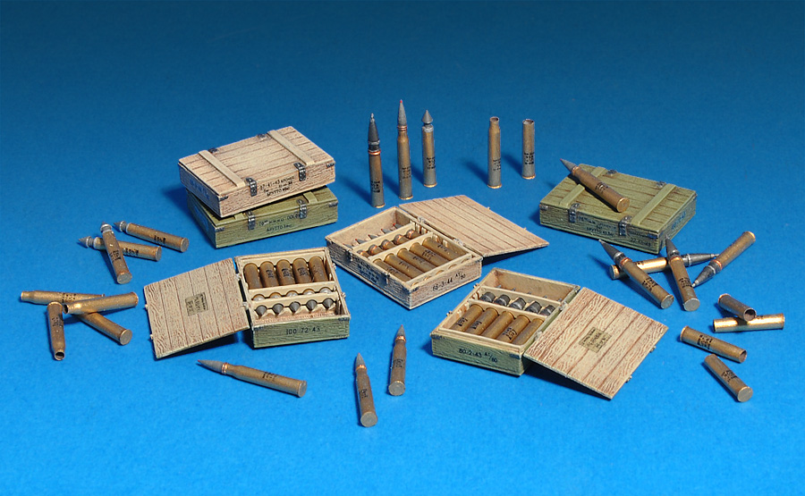 HO Preiser Military UNPAINTED KIT WWII Howitzer Ammunition Ammo & Crates 16603 