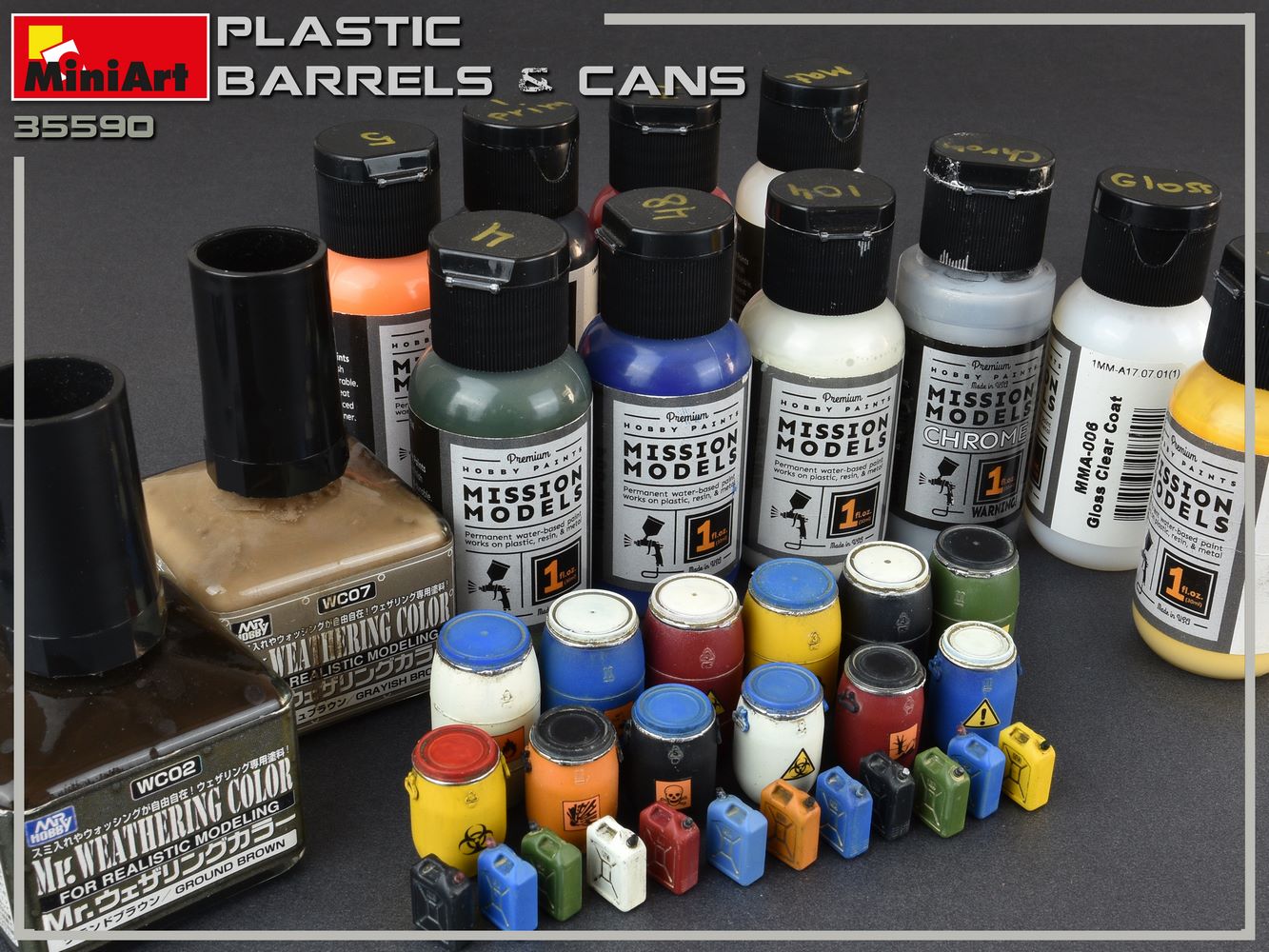 Mini Art 35590 Model kit 1/35 PLASTIC BARRELS & CANS 