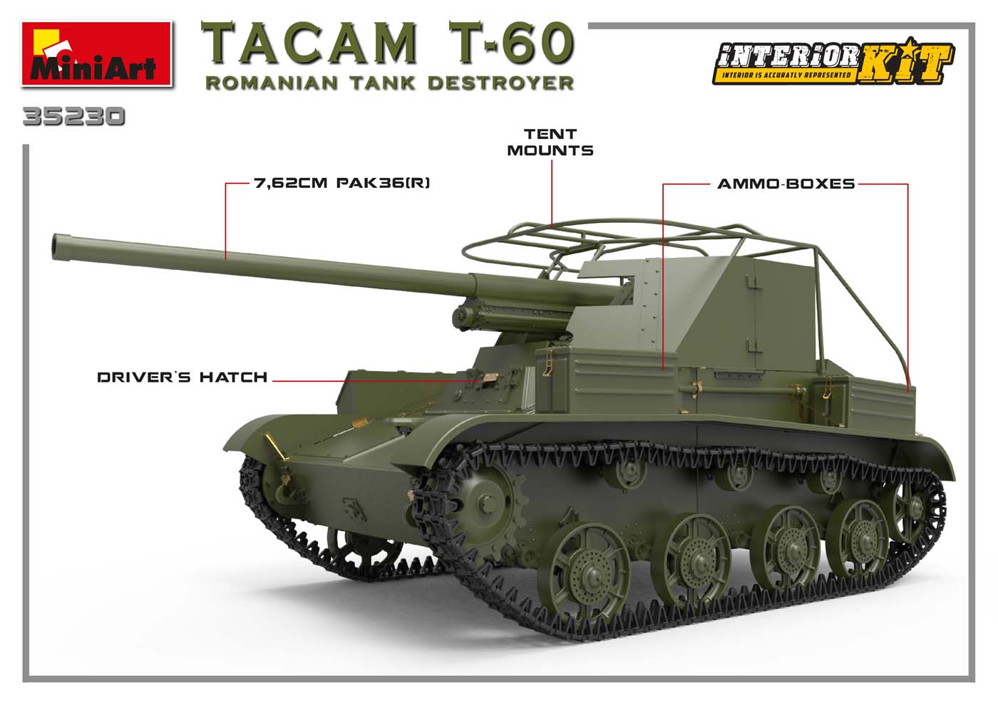 show original title interior kit kit MiniArt 1:35 ma35230 Details about   TACAM t-60 Romanian Tank Destroyer 