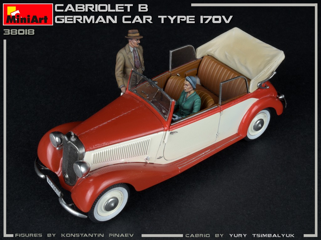 Mini Art 38018 Model kit 1/35 Cabriolet B German Car Type 170V w/ 2 fig. 