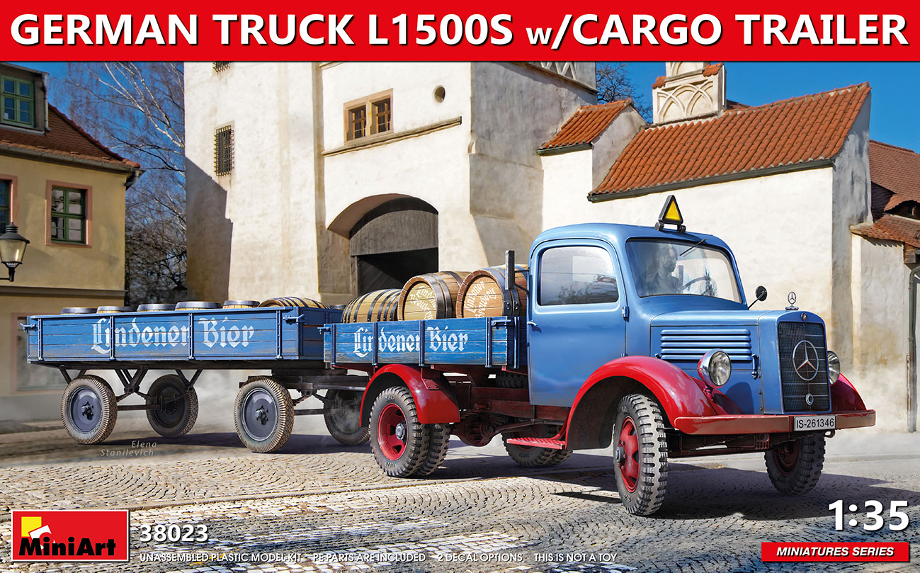 Neu Miniart 38023-1:35 GERMAN TRUCK L1500S w/CARGO TRAILER M 