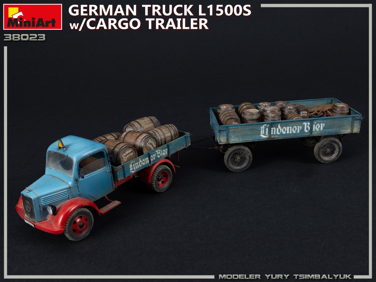 MiniArt 38023 German Truck L1500S with Cargo Ttrailer Model Kit 1:35 NEW BOX 