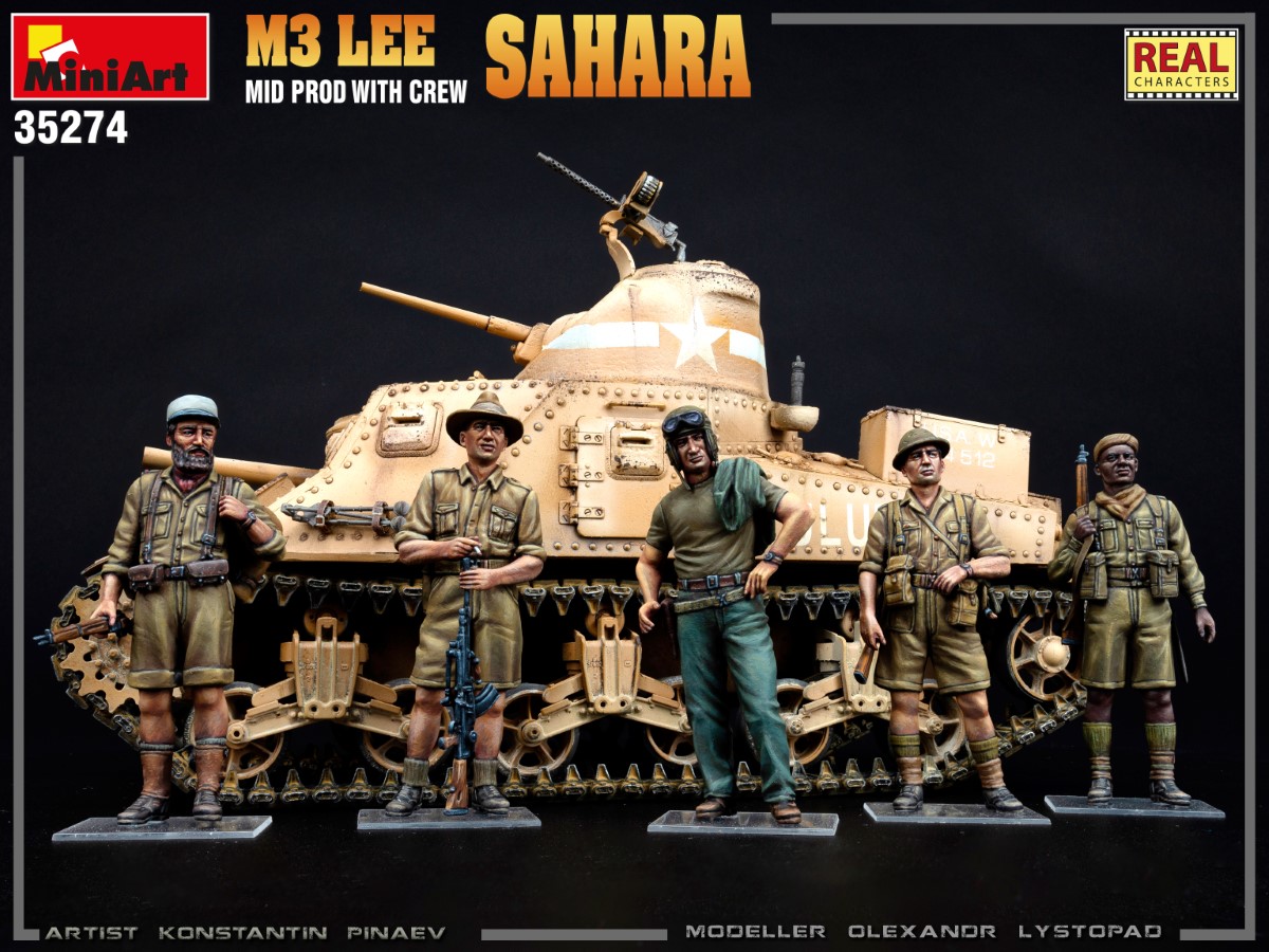 Miniart 35274 M3 Lee Mid Prod Sahara w/Crew plastic model kit 1/35 