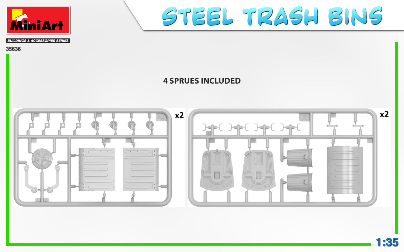 Miniart 1/35 Steel Trash Bins