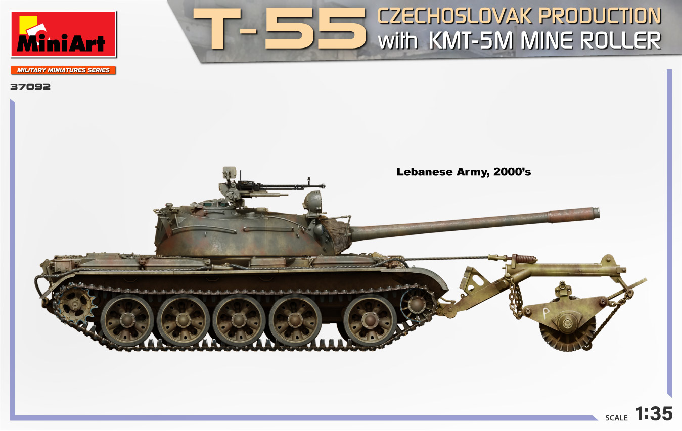 37092 T-55 CZECHOSLOVAK PRODUCTION with KMT-5M MINE ROLLER – Miniart